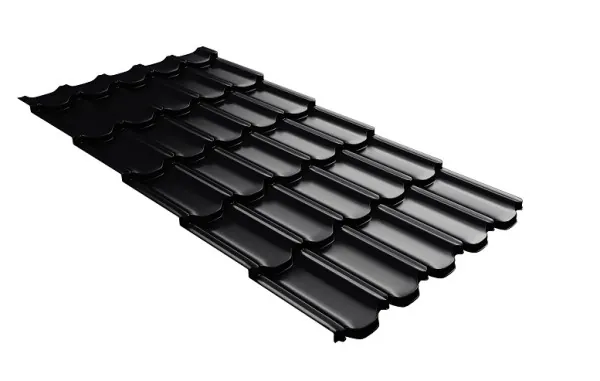 Металлочерепица квинта плюс с 3D резом 0,5 Satin Мatt RAL 9005 черный купить в Брянске