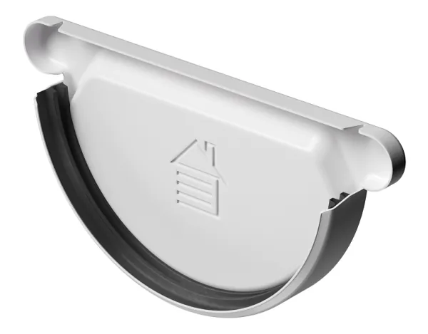 Заглушка желоба D125 Döcke STAL PREMIUM Пломбир, (RAL 9010) купить в Брянске