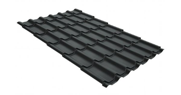 Металлочерепица классик GL 0,5 GreenCoat Pural Matt RR 23 темно-серый (RAL 7024 мокрый асфальт) купить в Брянске