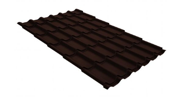 Металлочерепица классик GL 0,5 GreenCoat Pural Matt RR 887 шоколадно-коричневый (RAL 8017 шоколад) купить в Брянске