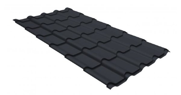 Металлочерепица камея GL 0,5 GreenCoat Pural matt RR 23 темно-серый (RAL 7024 мокрый асфальт) купить в Брянске