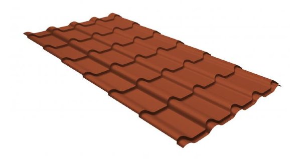 Металлочерепица камея GL 0,5 GreenCoat Pural RR 750 кирпично-красный (RAL 8004 терракота) купить в Брянске