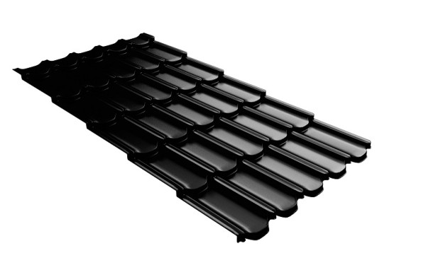 Металлочерепица квинта плюс с 3D резом 0,5 GreenСoat Pural Matt RR 33 черный (RAL 9005 черный) купить в Брянске