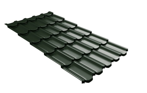 Металлочерепица квинта плюс с 3D резом 0,5 GreenСoat Pural RR 11 темно-зеленый (RAL 6020 хромовая зелень) купить в Брянске