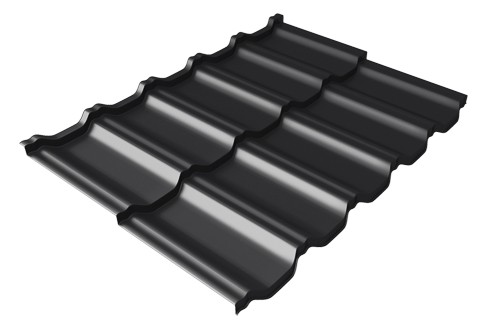 Металлочерепица модульная Квинта Uno Grand Line c 3D резом 0,5 Satin Мatt RAL 9005 черный купить в Брянске
