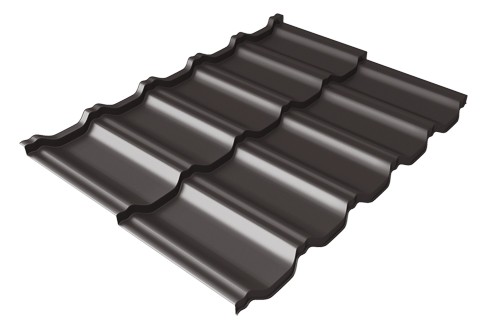 Металлочерепица модульная Квинта Uno Grand Line c 3D резом 0,5 GreenСoat Pural Matt RR 32 темно-коричневый (RAL 8019 серо-коричневый) купить в Брянске