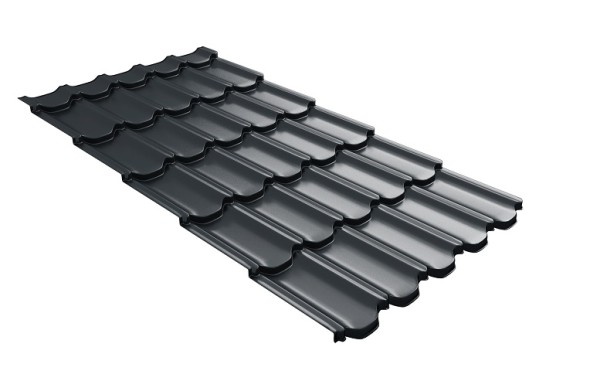 Металлочерепица квинта плюс с 3D резом 0,5 Satin RAL 7016 антрацитово-серый купить в Брянске