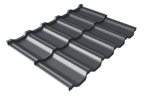 Металлочерепица модульная Квинта Uno Grand Line c 3D резом 0,45 Drap RAL 7024 мокрый асфальт купить в Брянске