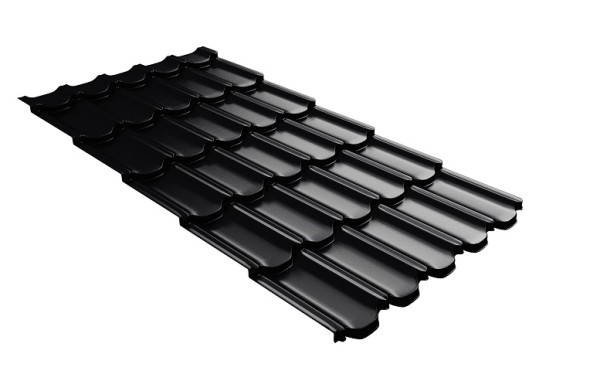 Металлочерепица квинта плюс с 3D резом 0,5 Satin Мatt RAL 9005 черный купить в Брянске
