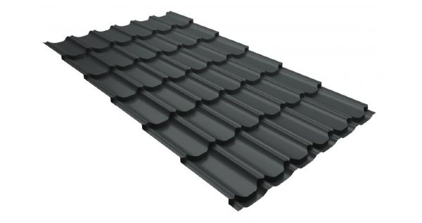 Металлочерепица квинта плюс 0,5 GreenCoat Pural RR 23 темно-серый (RAL 7024 мокрый асфальт) купить в Брянске